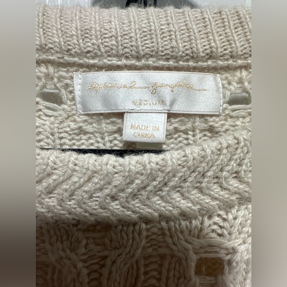 Spiritual Gangster Cream Gemma Cable Knit Fisherman Sweater Size Medium EUC - Picture 3 of 6